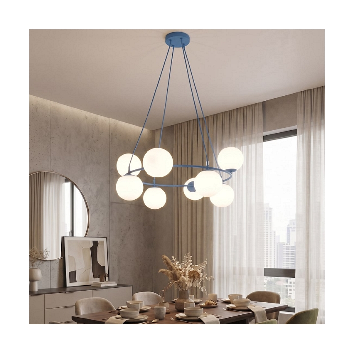 Lampa wisząca AZURA 8 DUSTY BLUE OPAL - Emibig