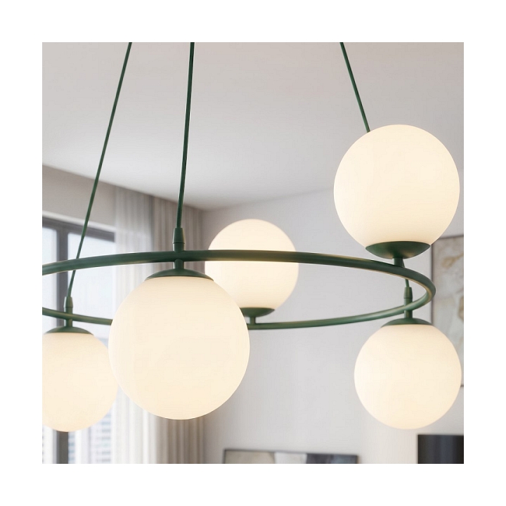 Lampa wisząca AZURA 6 OLIVE GREEN OPAL - Emibig