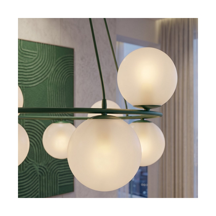 Lampa wisząca AZURA 8 OLIVE GREEN OPAL - Emibig