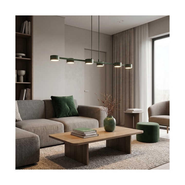 Lampa wisząca MEGARA 6 OLIVE GREEN - Emibig