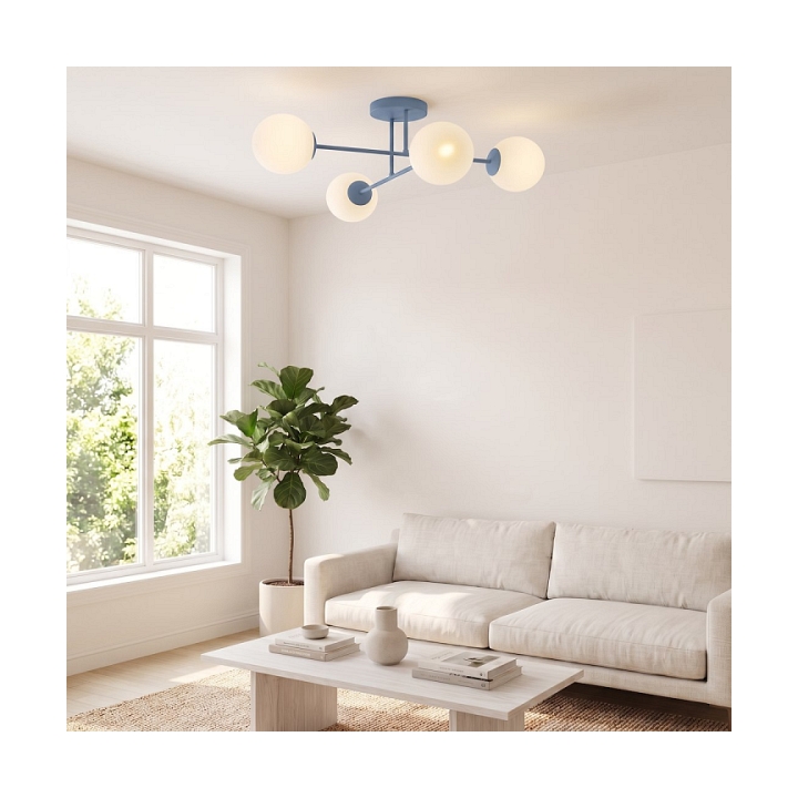 Lampa sufitowa ROMA 4 DUSTY BLUE OPAL - Emibig