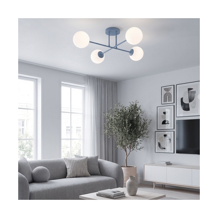 Lampa sufitowa ROMA 4 DUSTY BLUE OPAL - Emibig