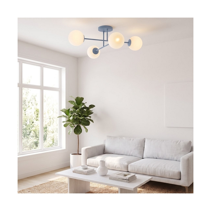 Lampa sufitowa ROMA 4 DUSTY BLUE OPAL - Emibig