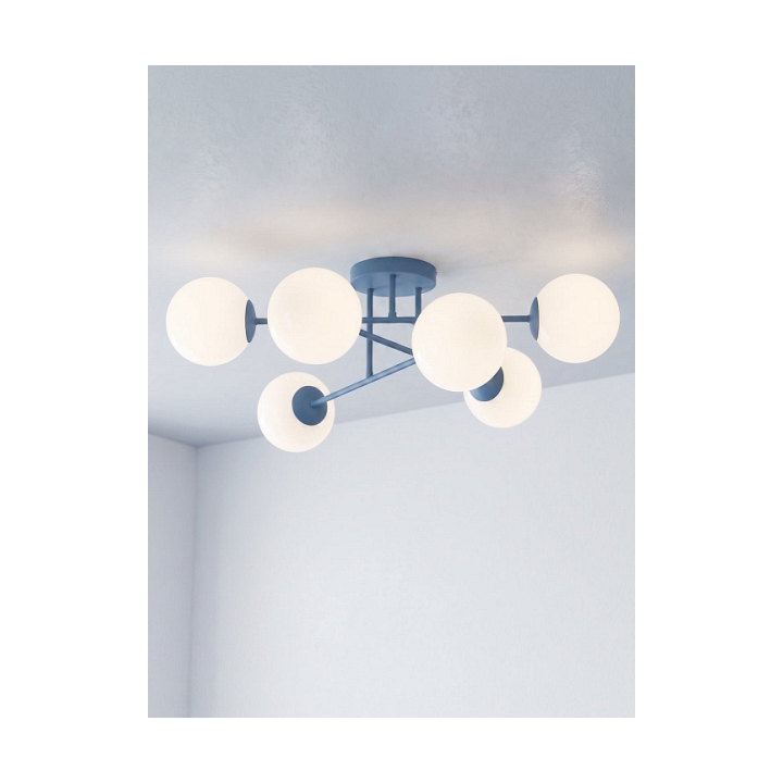Lampa sufitowa ROMA 6 DUSTY BLUE OPAL - Emibig