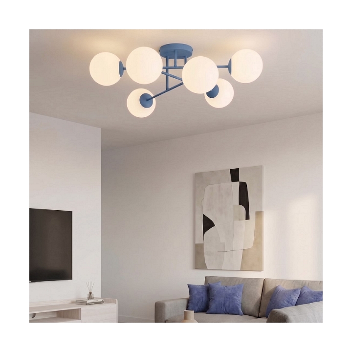 Lampa sufitowa ROMA 6 DUSTY BLUE OPAL - Emibig
