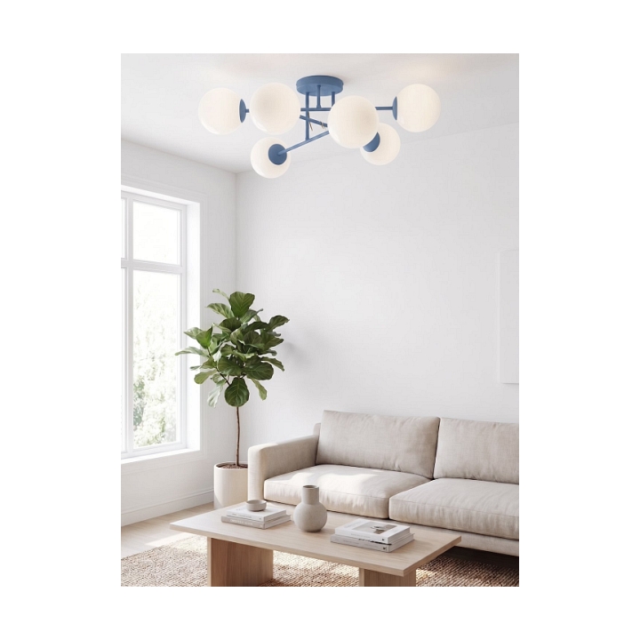 Lampa sufitowa ROMA 6 DUSTY BLUE OPAL - Emibig