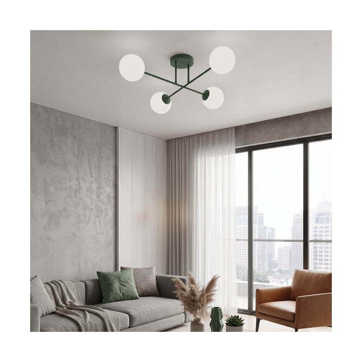 Lampa sufitowa ROMA 4 OLIVE GREEN OPAL - Emibig