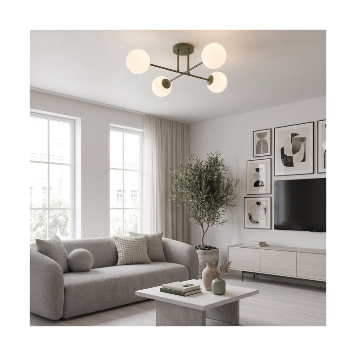 Lampa sufitowa ROMA 4 OLIVE GREEN OPAL - Emibig