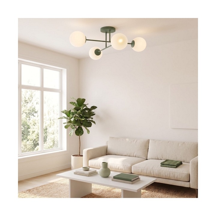 Lampa sufitowa ROMA 4 OLIVE GREEN OPAL - Emibig