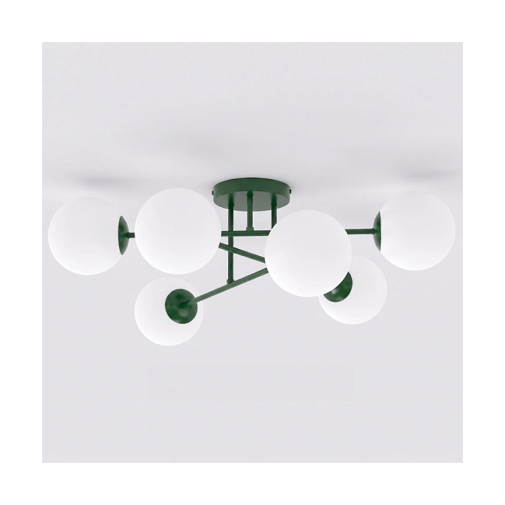 Lampa sufitowa ROMA 6 OLIVE GREEN OPAL - Emibig