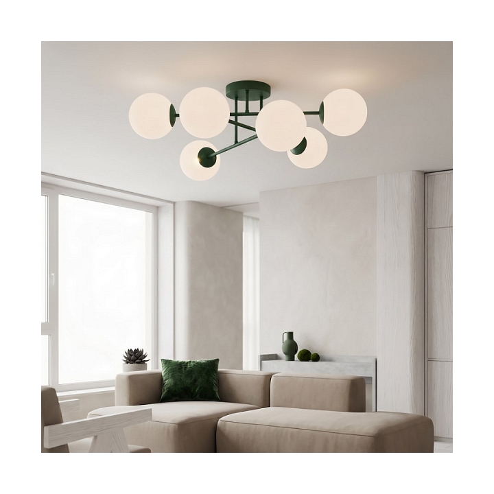 Lampa sufitowa ROMA 6 OLIVE GREEN OPAL - Emibig