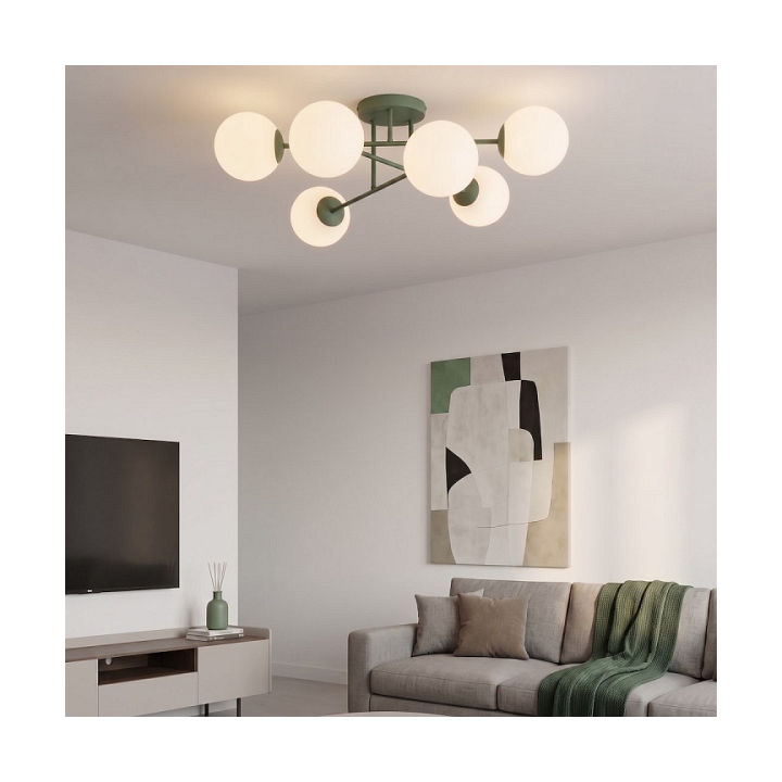 Lampa sufitowa ROMA 6 OLIVE GREEN OPAL - Emibig