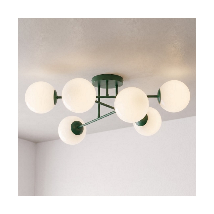 Lampa sufitowa ROMA 6 OLIVE GREEN OPAL - Emibig