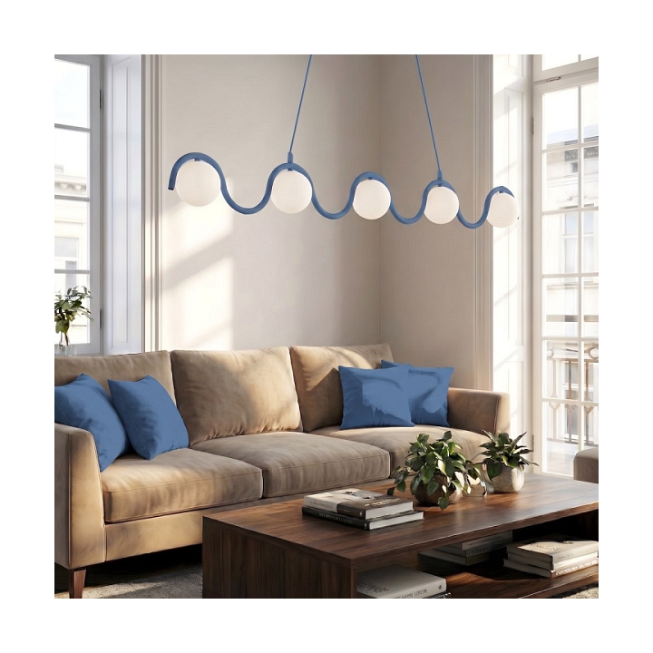 Lampa wisząca SINUS 5 DUSTY BLUE - Emibig