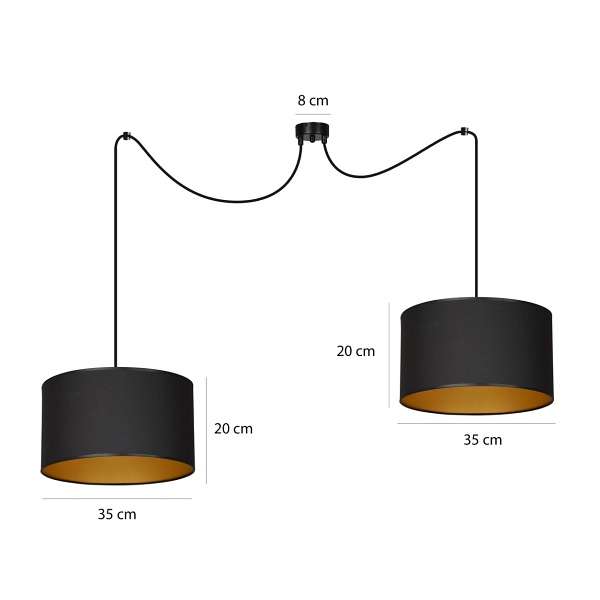 Lampa wisząca ROTO 2 BL BLACK/GOLD