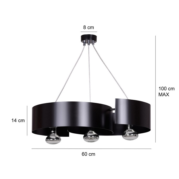 Lampa wisząca VIXON 3 BLACK