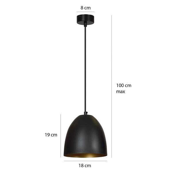 Lampa wisząca LENOX 1 BLACK / WHITE