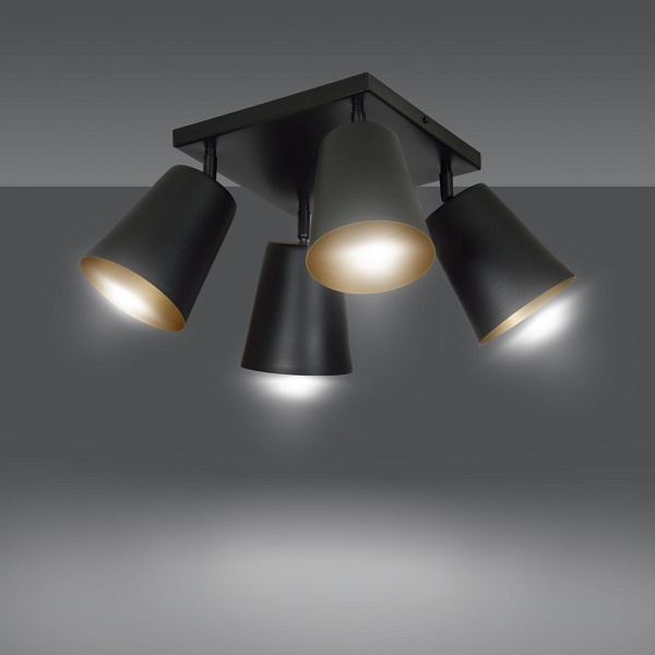 Lampa sufitowa PRISM 4 BLACK / GOLD