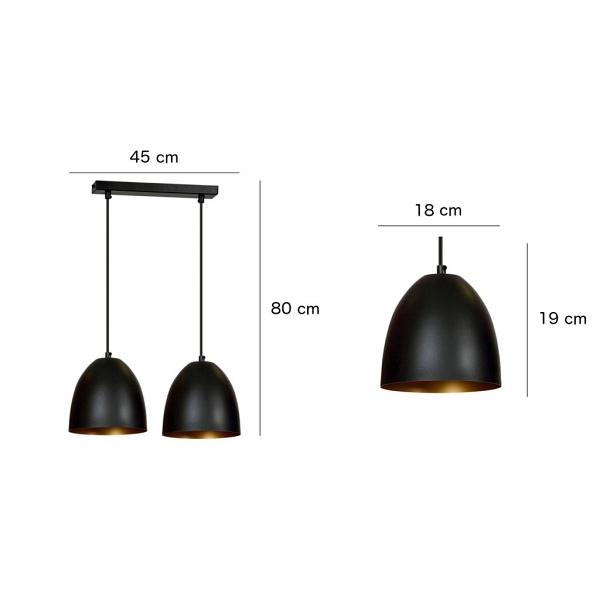 Lampa wisząca LENOX 2 BLACK / GOLD