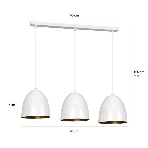 Lampa wisząca LENOX 3 WHITE / GOLD