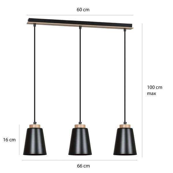 Lampa wisząca BOLERO 3 BLACK