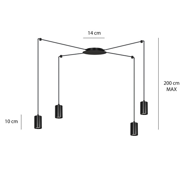 Lampa wisząca TRAKER 4 BL/BLACK