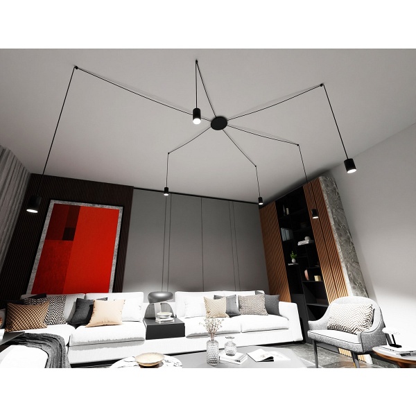 Lampa wisząca TRAKER 6 BL/BLACK - Emibig
