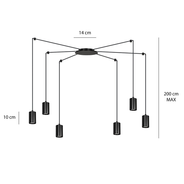 Lampa wisząca TRAKER 6 BL/BLACK