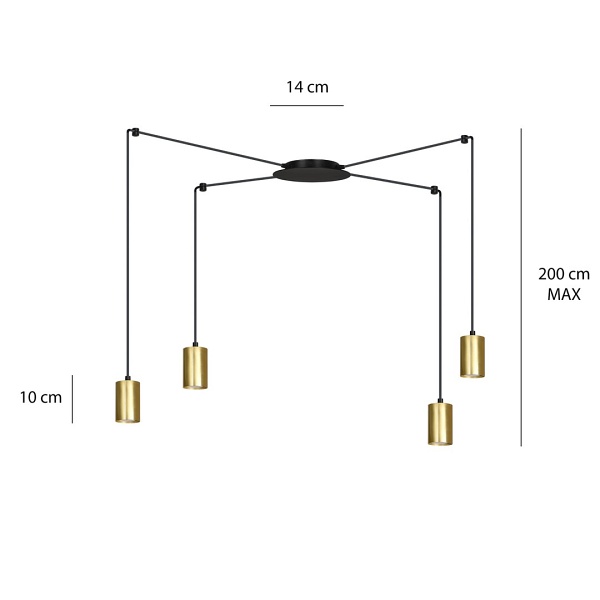 Lampa wisząca TRAKER 4 BL/GOLD