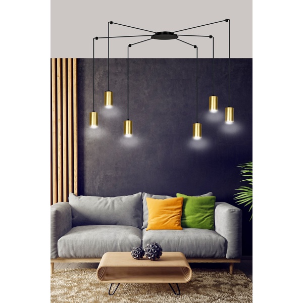 Lampa wisząca TRAKER 6 BL/GOLD
