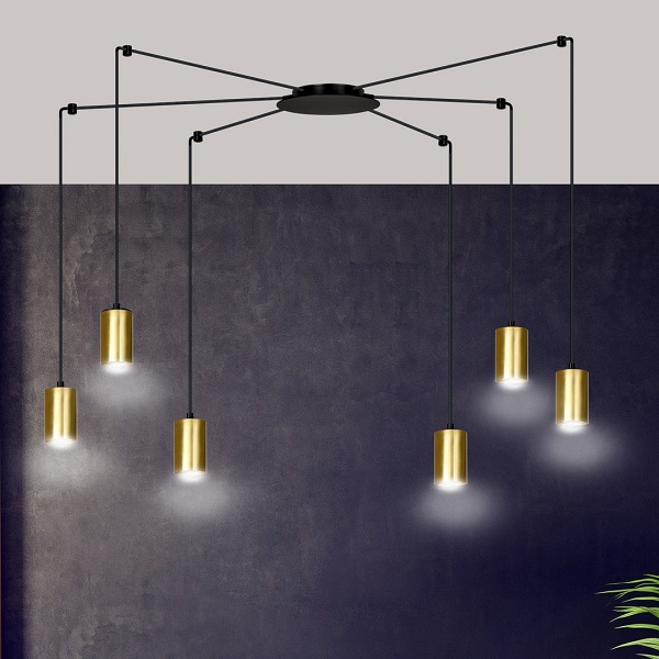 Lampa wisząca TRAKER 6 BL/GOLD