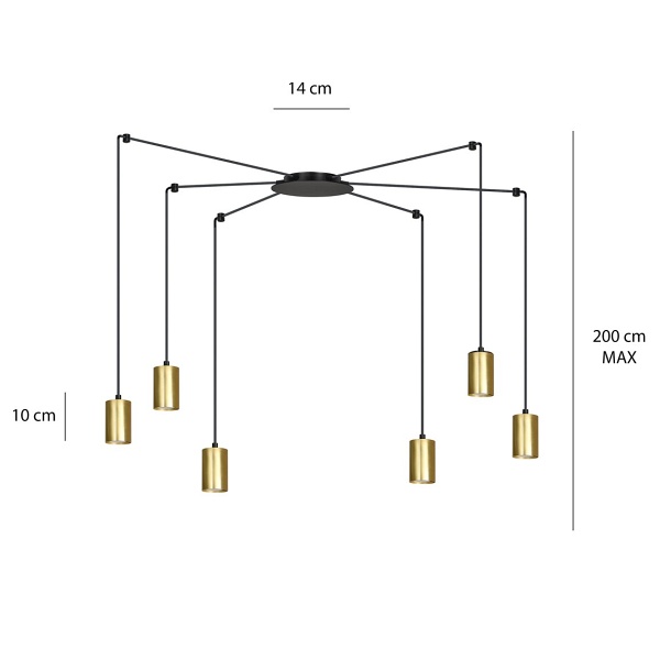 Lampa wisząca TRAKER 6 BL/GOLD