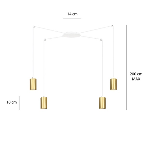 Lampa wisząca TRAKER 4 WH/GOLD