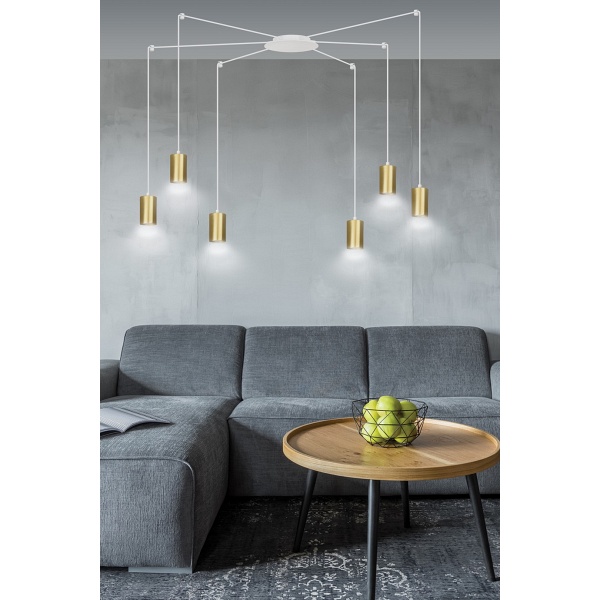 Lampa wisząca TRAKER 6 WH/GOLD