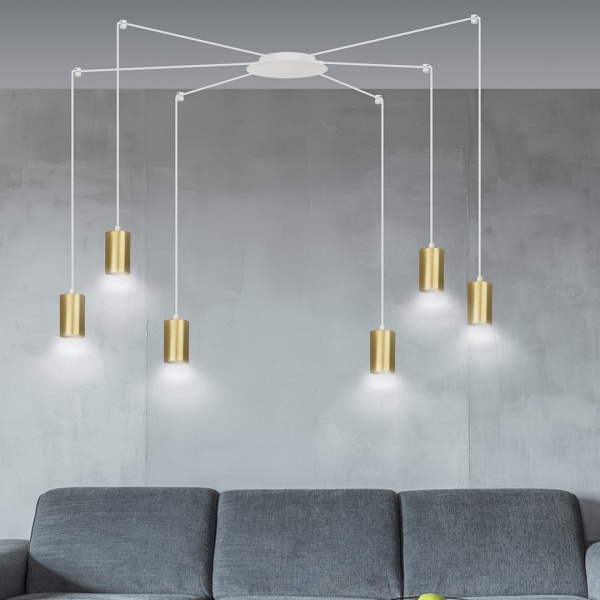 Lampa wisząca TRAKER 6 WH/GOLD