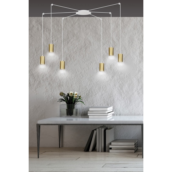 Lampa wisząca TRAKER 6 WH/GOLD