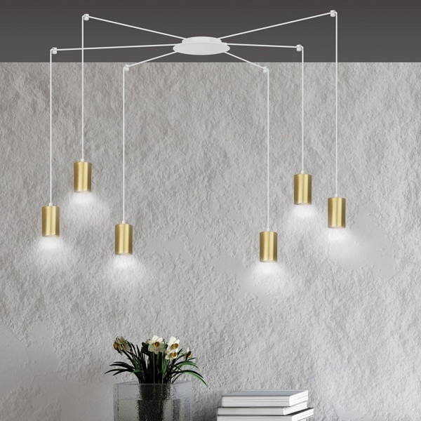 Lampa wisząca TRAKER 6 WH/GOLD