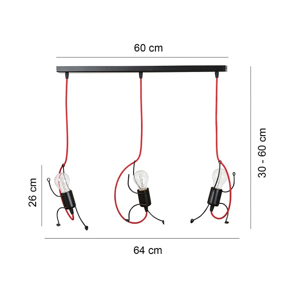Lampa wisząca BOBI 3 BLACK