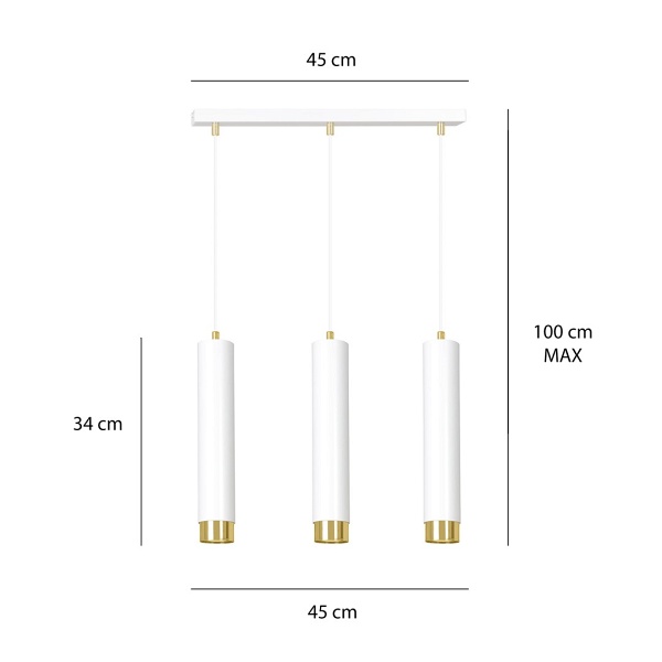Lampa wisząca KIBO 3 WH/GOLD