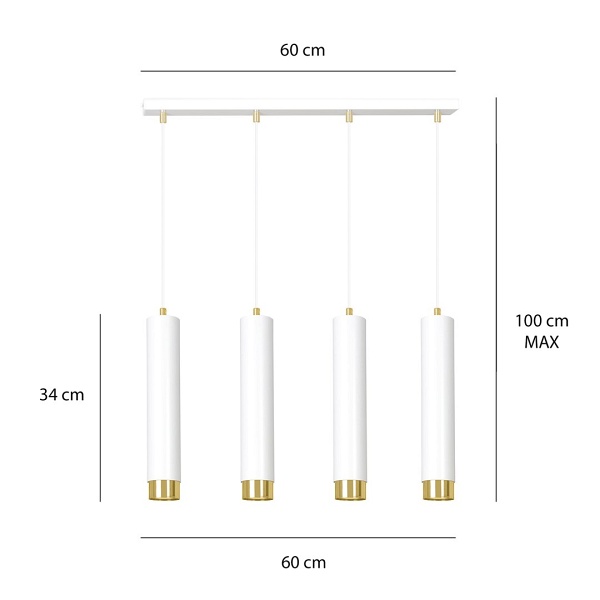 Lampa wisząca KIBO 4 WH/GOLD