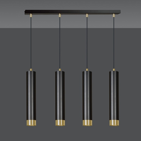 Lampa wisząca KIBO 4 BL/GOLD - Emibig