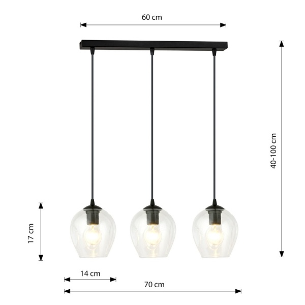 Lampa wisząca ISTAR 3 BL TRANSPARENT