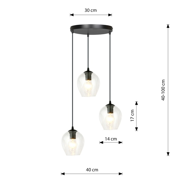 Lampa wisząca ISTAR 3 BL PREMIUM TRANSPARENT