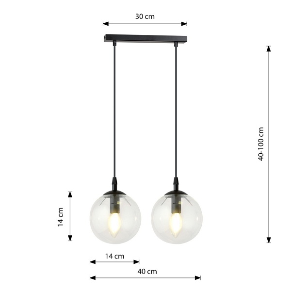 Lampa wisząca COSMO 2 BL TRANSPARENT