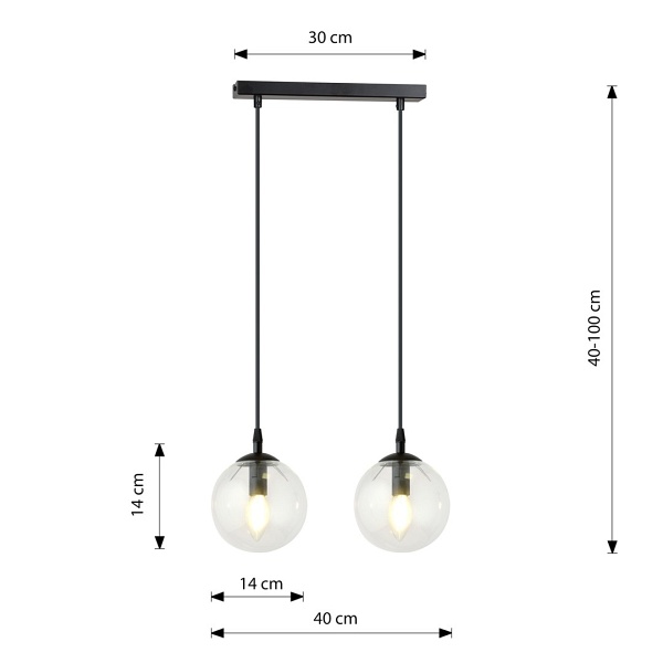 Lampa wisząca COSMO 2 BL TRANSPARENT