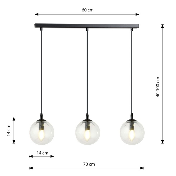 Lampa wisząca COSMO 3 BL TRANSPARENT