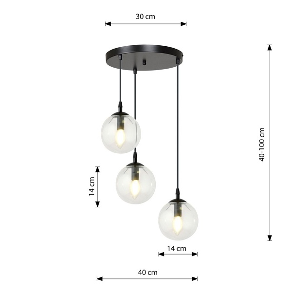 Lampa wisząca COSMO 3 BL PREMIUM TRANSPARENT
