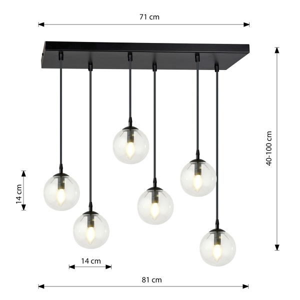 Lampa wisząca COSMO 6 BL TRANSPARENT