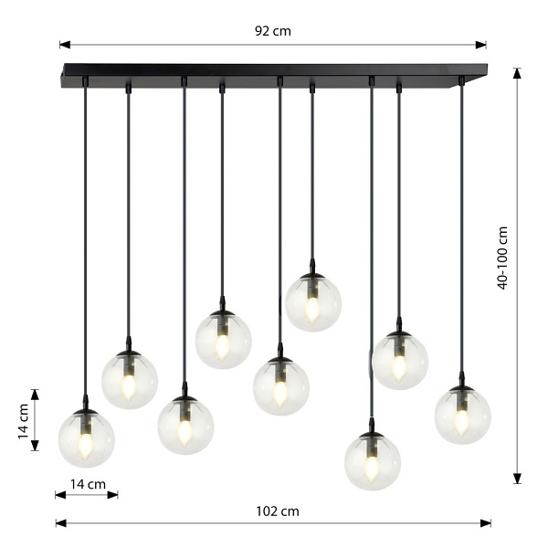 Lampa wisząca COSMO 9 BL TRANSPARENT