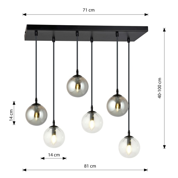 Lampa wisząca COSMO 6 BL MIX2